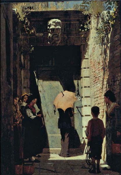 unknow artist Ingresso di una casa patrizia a Venezia, oil painting by Giacomo Favretto